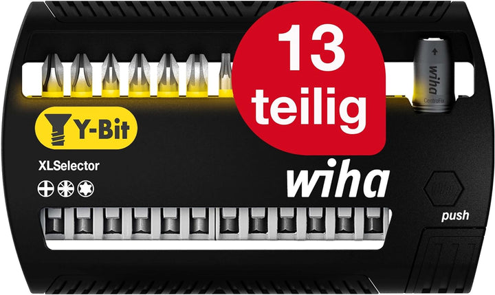 Wiha Bit Set XLSelector Y-Bit 13-tlg. I 50 mm PH, Pozidriv, TORX 1/4" E6,3 I magnetischer Bithalter
