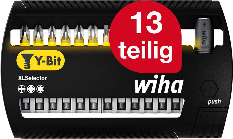 Wiha Bit Set XLSelector Y-Bit 13-tlg. I 50 mm PH, Pozidriv, TORX 1/4" E6,3 I magnetischer Bithalter