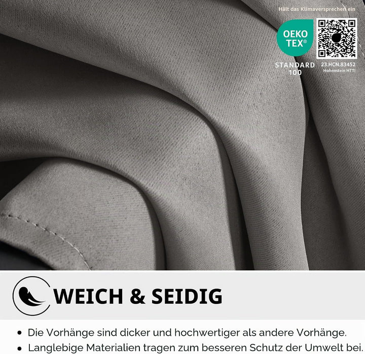Deconovo Verdunkelungsvorhang Kälteschutz Gardinen Schlafzimmer Kälteschutzvorhang Blickdicht, 200x1