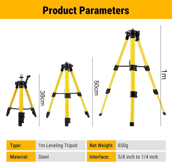 Stativ Laser 5/8 Zoll Gewinde, Höhe 38-100cm, Baustativ für Laser mit Tasche, Laserwasserwaagen Stat