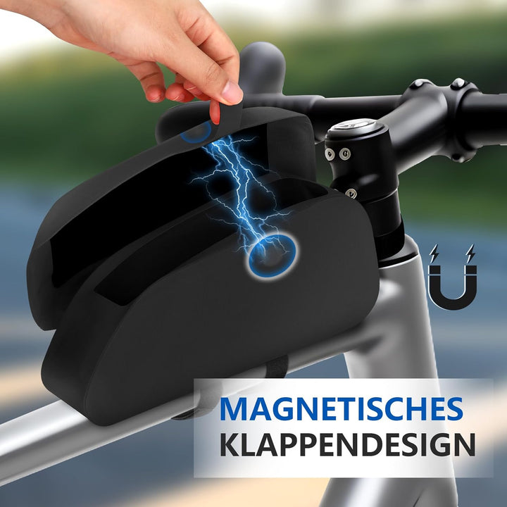 Rahmentasche Fahrradtasche mit Magnetverschluss - 1.9L Fahrrad Rahmentasche Wasserdicht Rohrtasche F