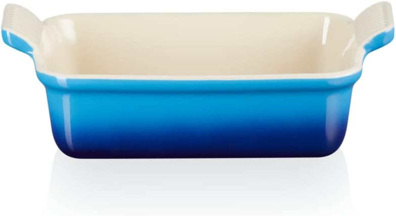 Le Creuset Rechteckige Auflaufform Tradition aus Steinzeug, 26 cm, 2.4 Liter, Azure, 71102262200001