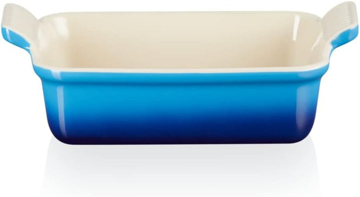 Le Creuset Rechteckige Auflaufform Tradition aus Steinzeug, 26 cm, 2.4 Liter, Azure, 71102262200001