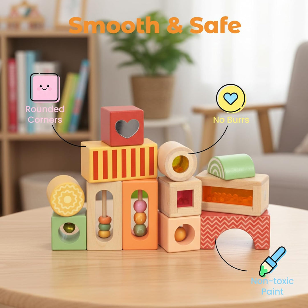 12 Stück Regenbogen Sound Komponenten Kinder Baby Stimme Block Spielzeug Set Bunte Bausteine Klangba