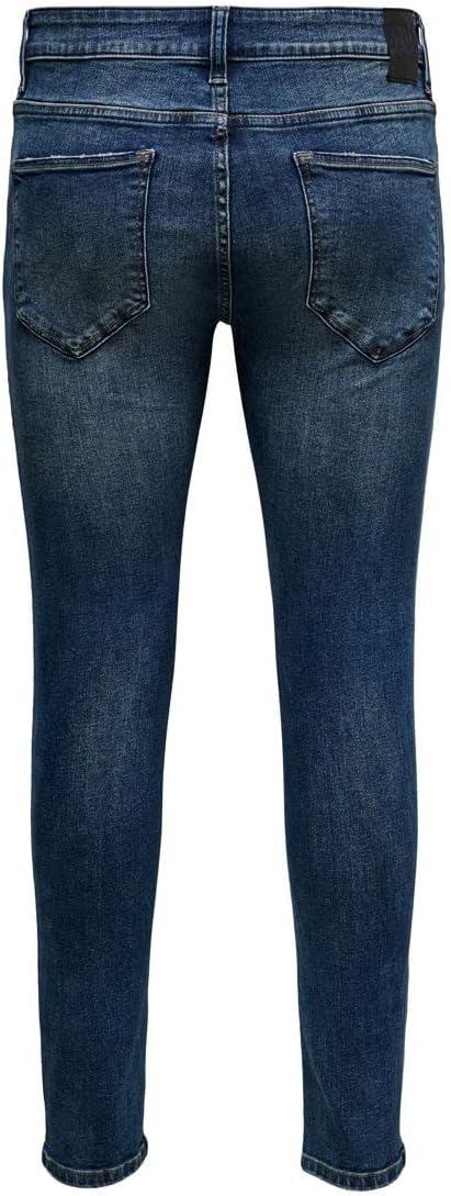 ONLY & SONS Male Skinny Jeans Skinny Fit Mittlere Taille Jeans 29 Blue Denim, 29 Blue Denim