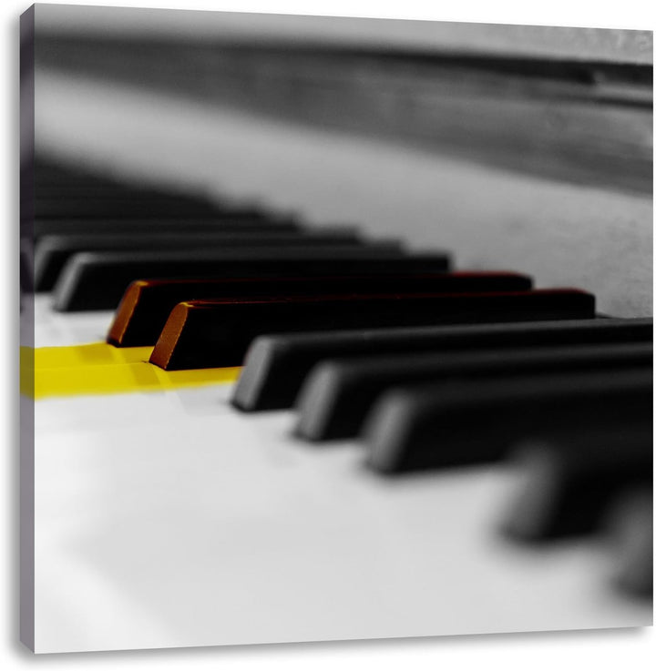 Pixxprint schönes Klavier mit gelben Tasten als Leinwandbild/Grösse: 70x70 cm/Wandbild/Kunstdruck/fe