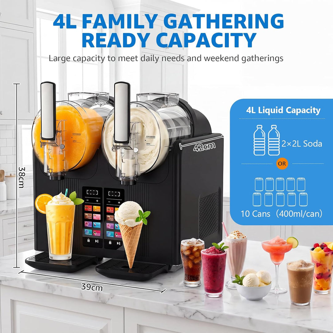 Slush Maschine 2 x 2L Eismaschine Slushie Maschine mit 7 smarten Programmen, Softeismaschine für Zuh