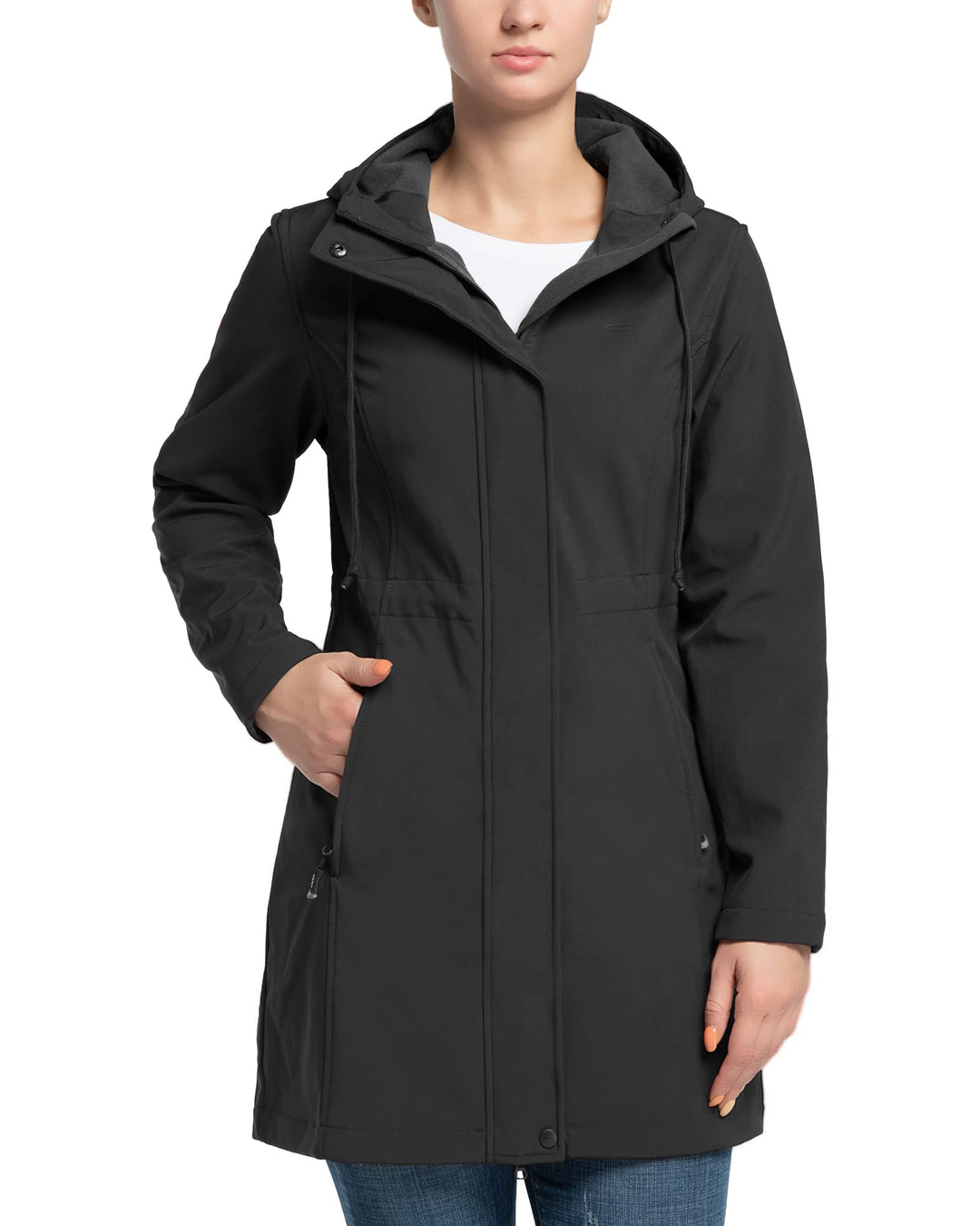33,000ft Damen Leichte Wasserdichte Softshell Regenjacke Lange Funktionsjacke Übergangsjacke Windjac