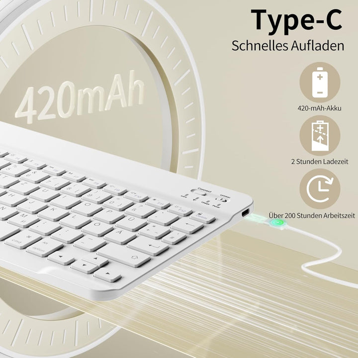 Hülle mit Tastatur für iPad A16 11 Generation 2025/10 Generation 2022(11/10.9 Zoll), Soft TPU Rücksc