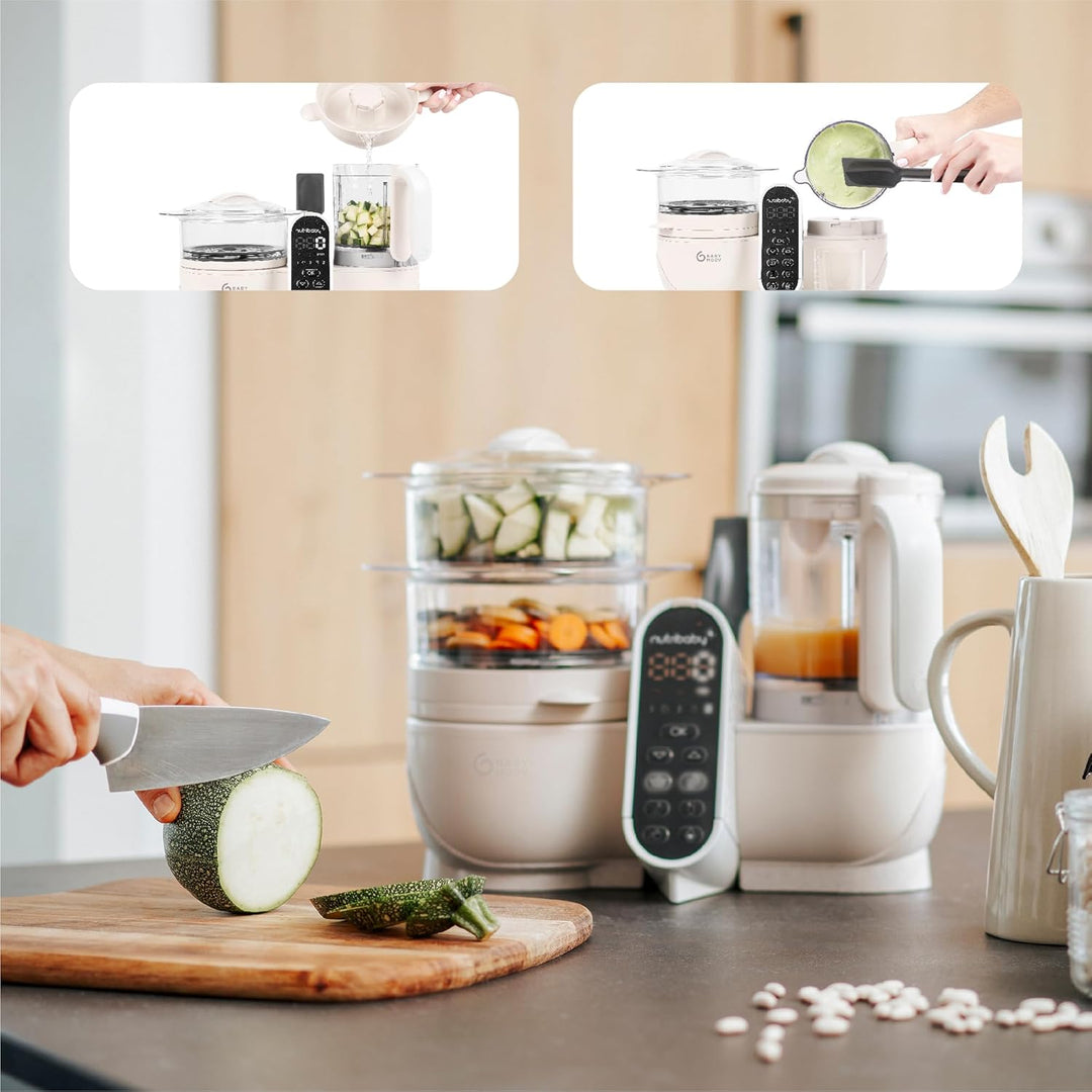 Babymoov Set Nutribaby Plus Mineral Beige - Babynahrungszubereiter, 2200ml Fassungsvermögen + Babybo