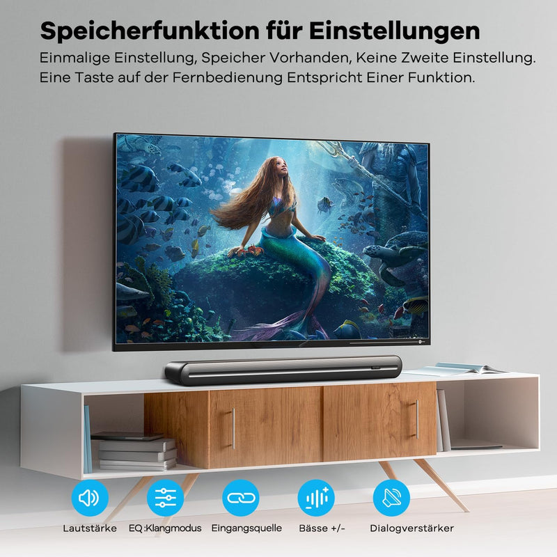 Heymell Soundbar 2.1 150W Soundbar für TV Geräte, 6X Lautsprecher TV Soundbar Dialog-Verbesserer, kl