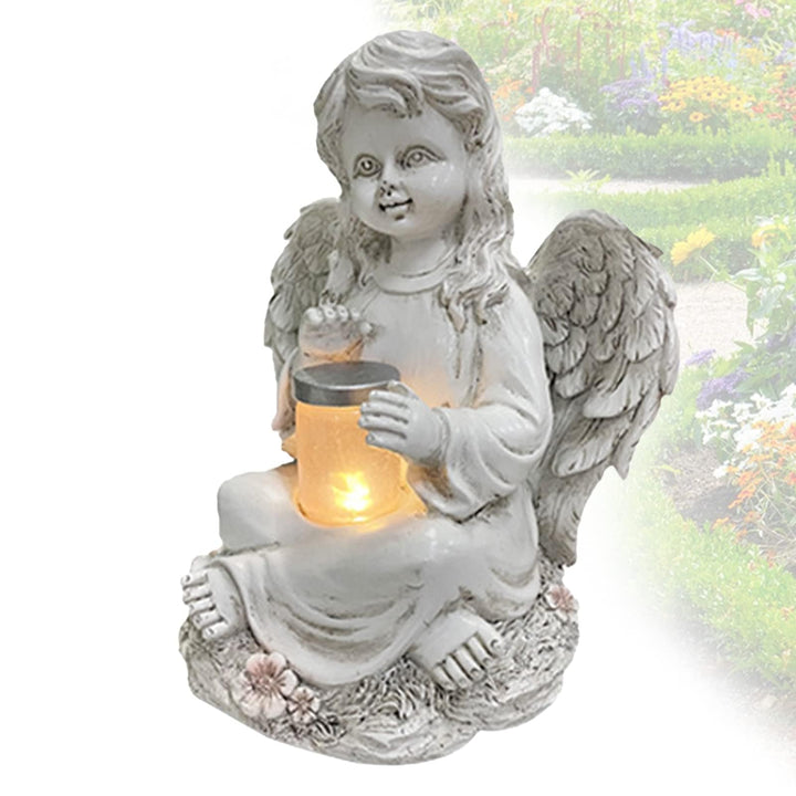Tuzsocr Engel Gartenfiguren Solar Grablichter für draussen，wetterfest grabschmuck für Friedhof Outdo