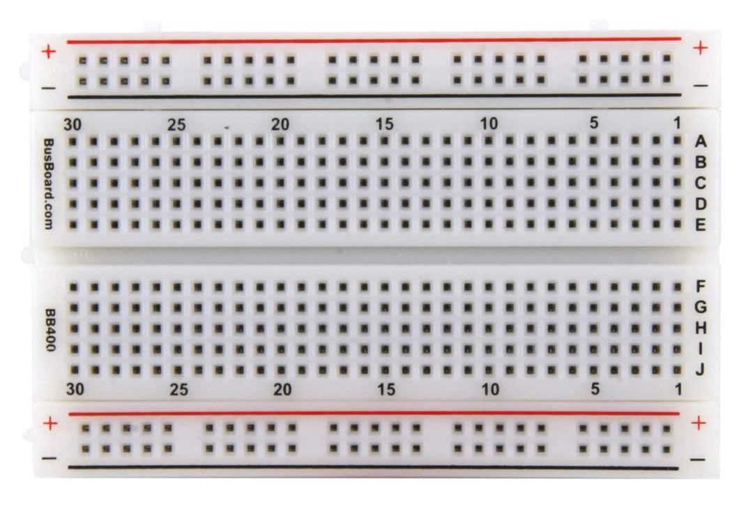 BB400 Solderless Plug-in BreadBoard, 400 tie-Points, 4 Power Rails, 3.3 x 2.2 x 0.3in (84 x 55 x 9mm