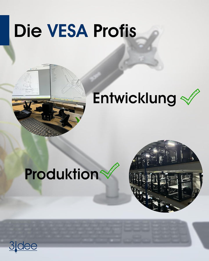3IDEE VESA Adapter kompatibel mit HP Omen Monitor - Monitor Halterung Adapter 75x75 mm - für Monitor