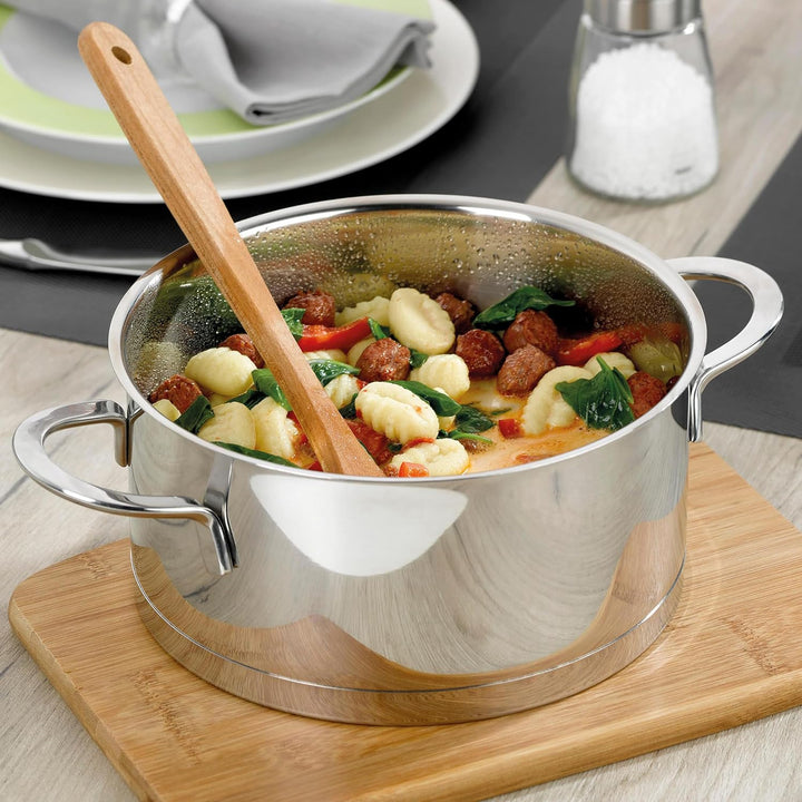 Kela 10961 Gemüsetopf, 9 l Fassungsvermögen, 24 cm Durchmesser, 18/10 Edelstahl mit Glanzoptik, Indu