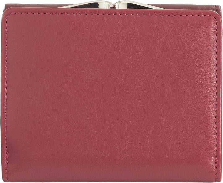 DUDU Kleine Damen-Brieftasche aus Leder mit RFID-Schutz, Münzfach und Klickverschluss, kompakt, 6 Ka