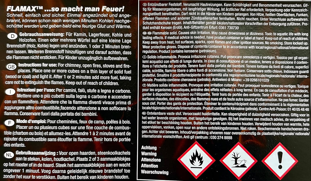 4608x Kohleanzünder Kaminzünder Anzündwürfel Grillanzünder Kaminanzünder 96x 48er Ofenanzünder Feuer