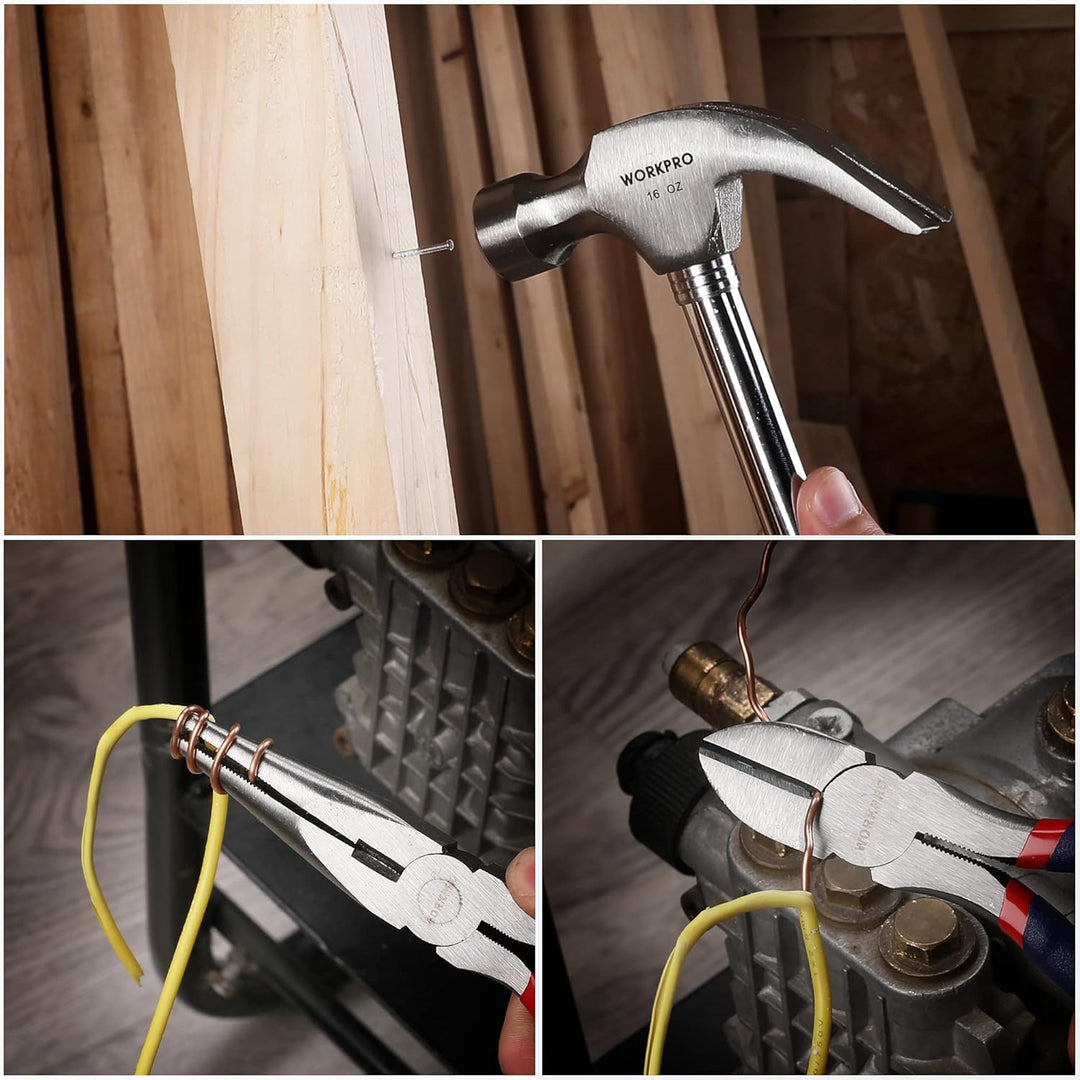 WORKPRO Universal Werkzeugset Haushalt 156-teilig inkl. Werkzeugtasche mit weiter Öffnung für Home R