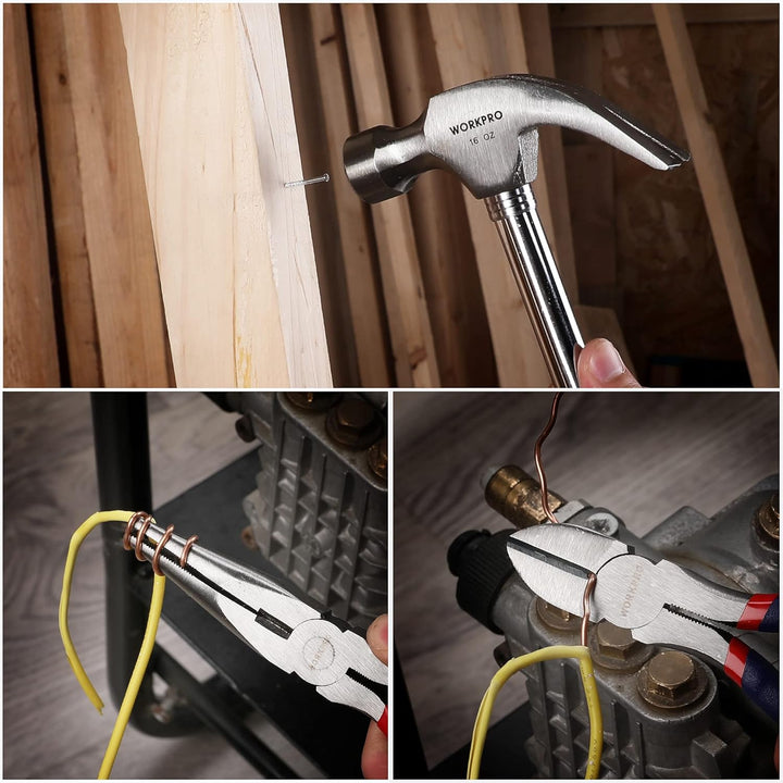WORKPRO Universal Werkzeugset Haushalt 156-teilig inkl. Werkzeugtasche mit weiter Öffnung für Home R