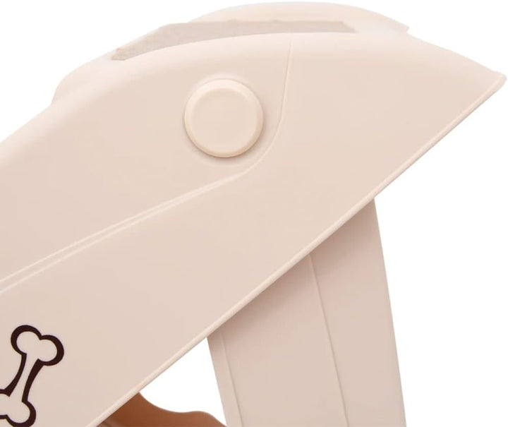 Hundetreppe Klappbar Creme 62x40x49,5 cm mit rutschfesten Füssen und Stufen für Senioren, Tiere und