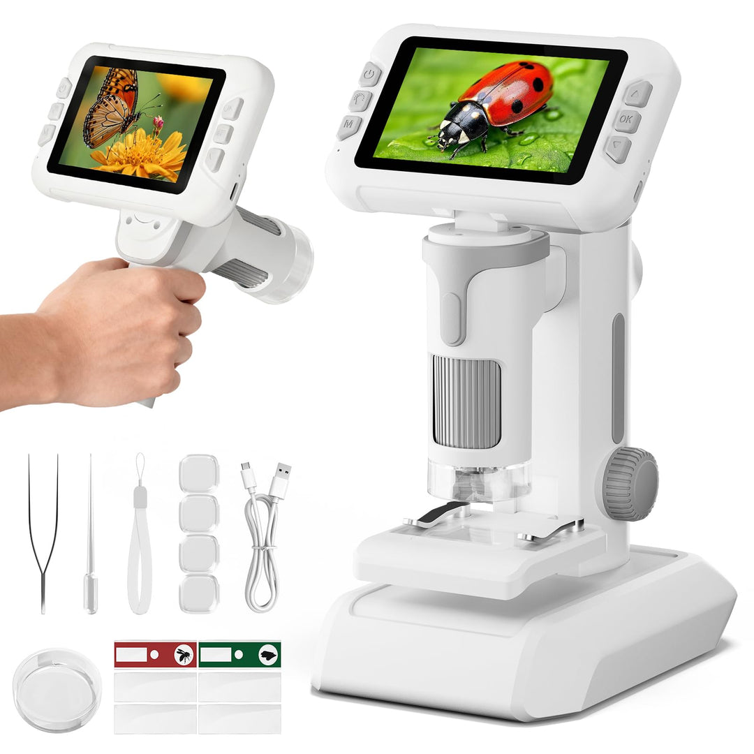 1600X Mikroskop für Kinder, 4K 4,0" IPS-Bildschirm Kinder Mikroskop mit Foto-und Videoaufnahme, Wiss