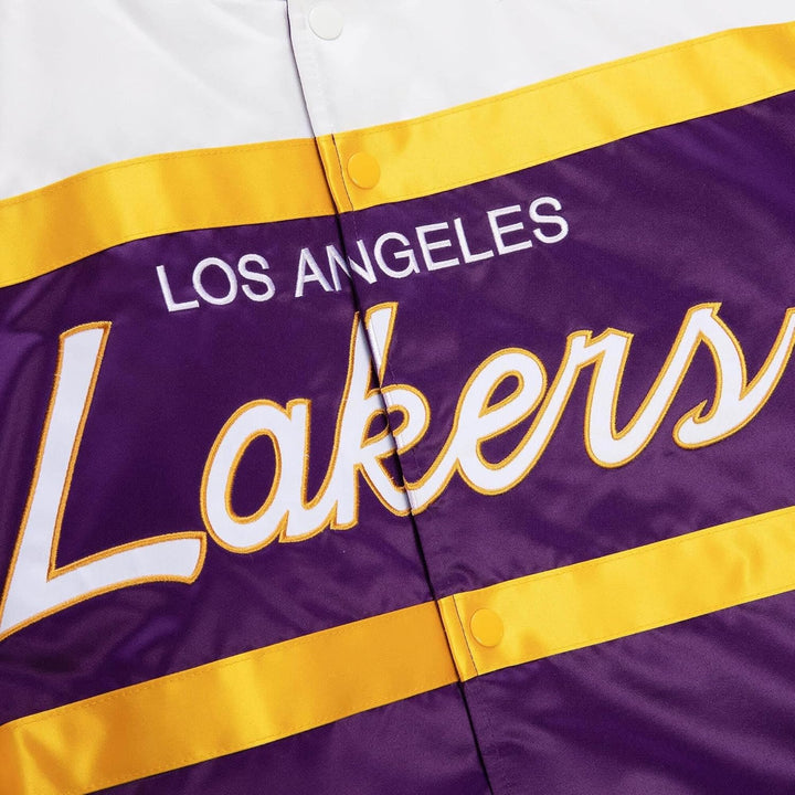 Mitchell & Ness NBA Special Script Heavyweight Satin Jacket LA Lakers - Purple L, LA Lakers - Purple