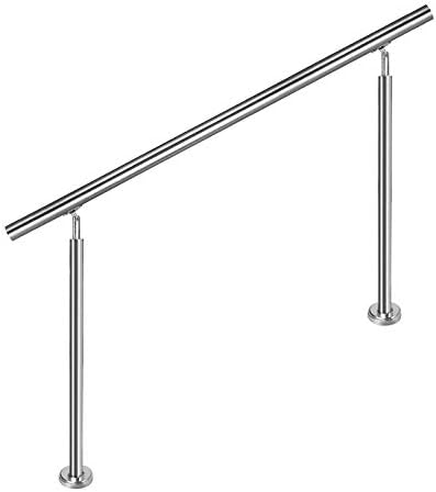 Aufun Edelstahl Handlauf 80cm Treppengeländer Innen und Aussen mit 2 Pfosten für Treppen, Brüstung,