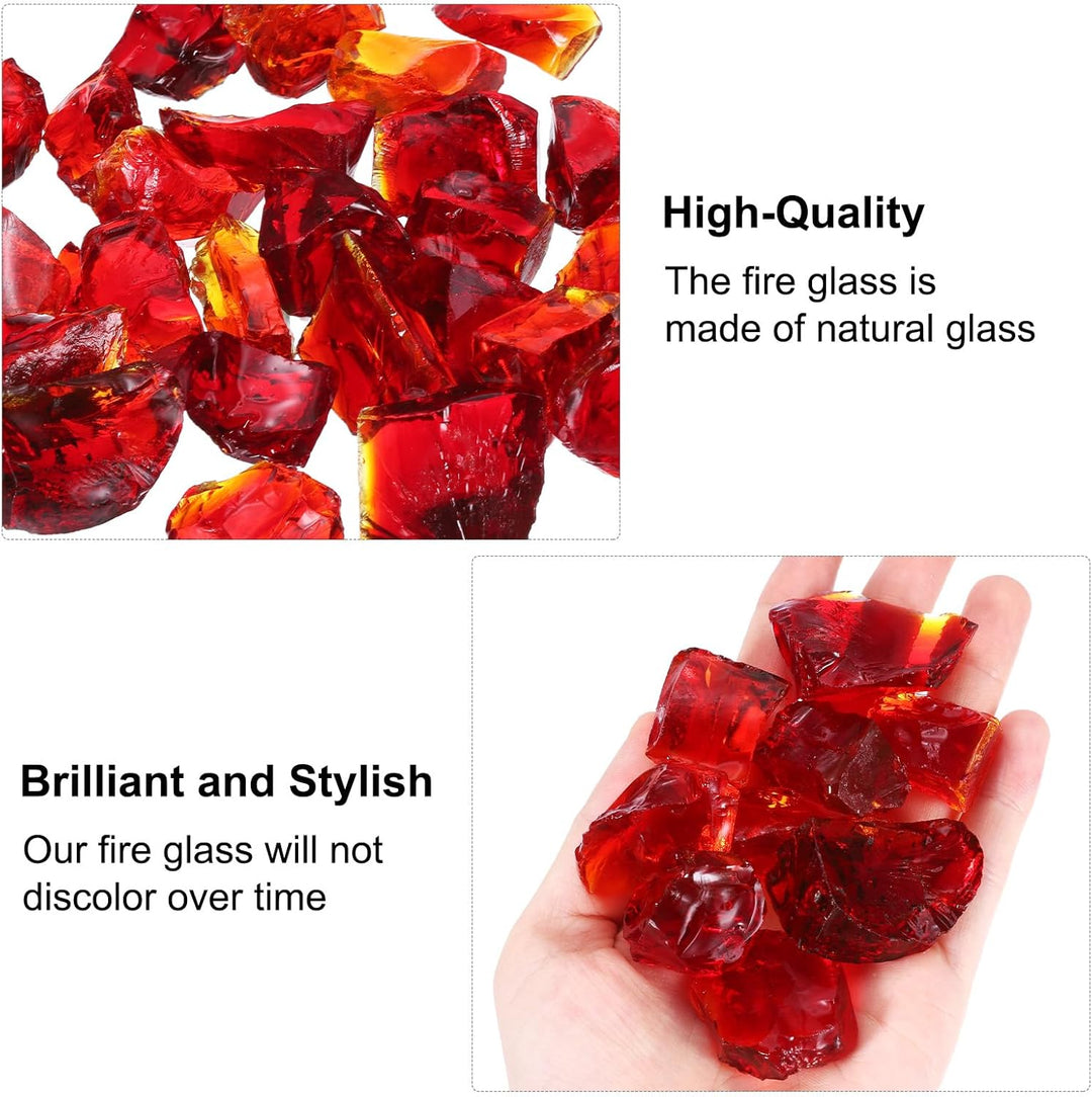 QUARKZMAN Feuer Glas für Feuerstelle 2-3cm(1/9") Hochglänzende Reflektierende Glas Steine für Natürl