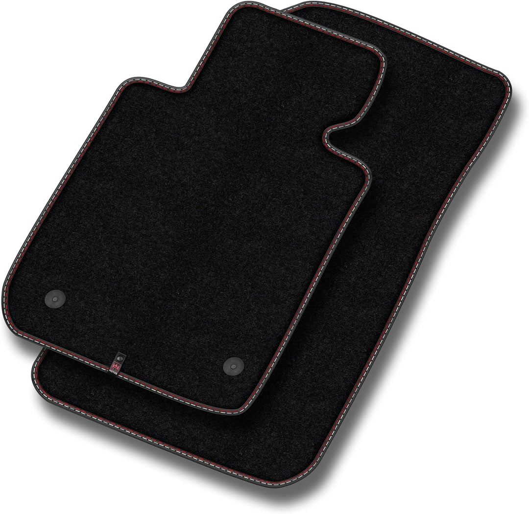 M MOTOS Velours Premium fussmatten Auto kompatibel mit Audi TT 2006-2014 - Premium, Leder, Rot und w