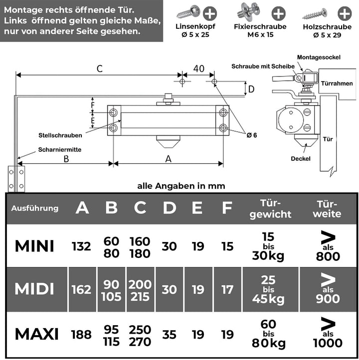 Türschliesser Torschliesser Tür Tor SELBSTSCHLIEssER MAXI 60-80 KG