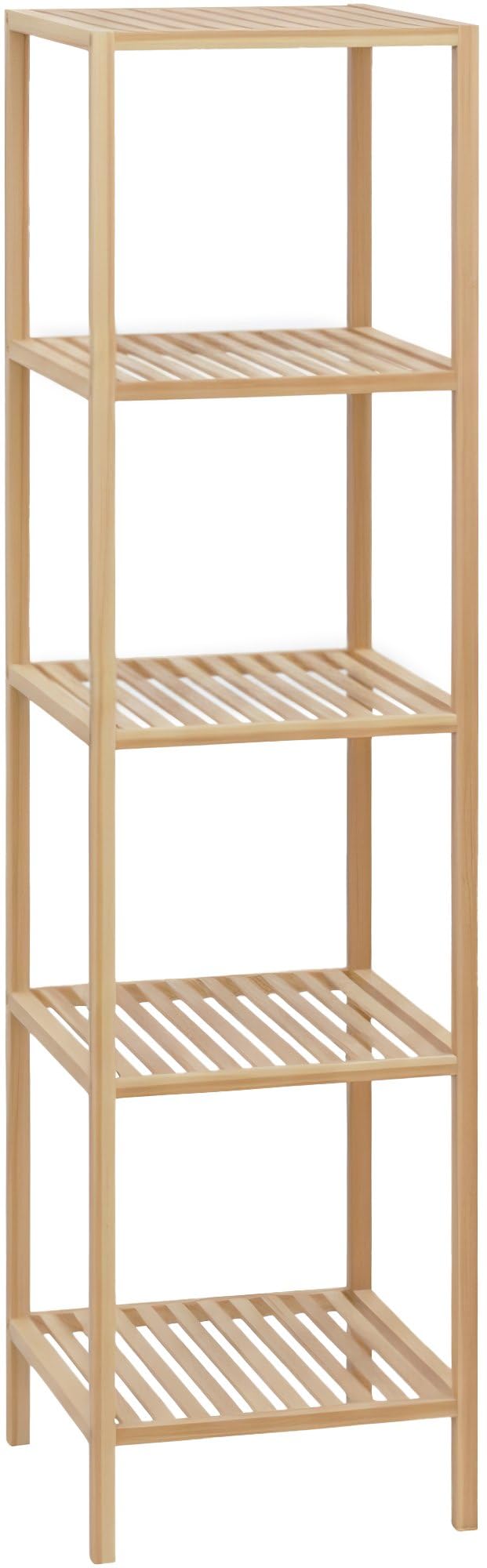 CLP Badregal stehend Bambus Zinnien, Holzregal Badezimmer schmal, Küchenregal stabil und belastbar,