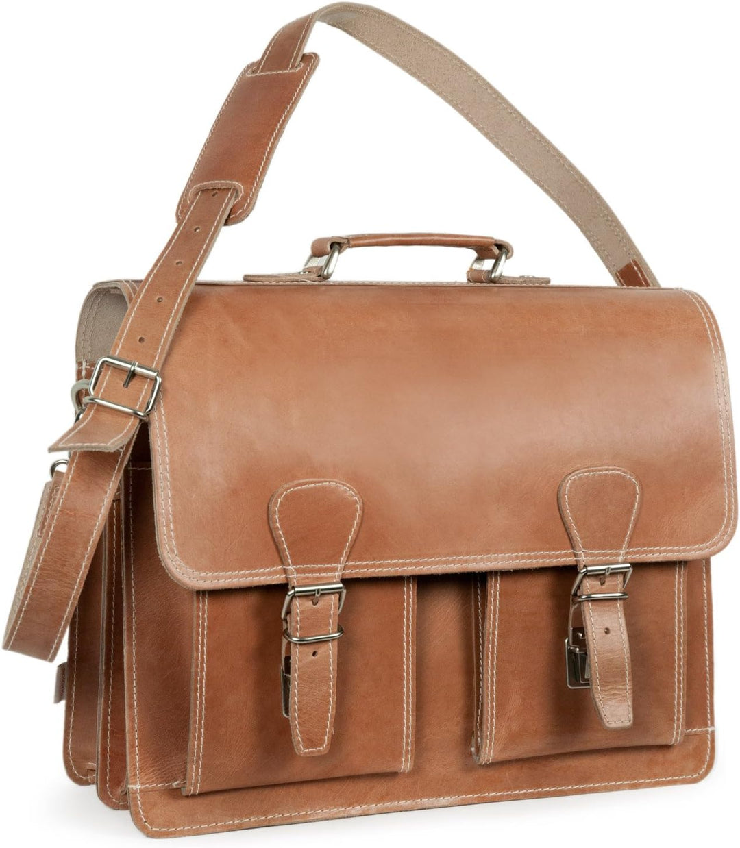 hamosons Klassische Aktentasche Lehrertasche aus Leder, für Damen und Herren, in verschiedenen Farbe