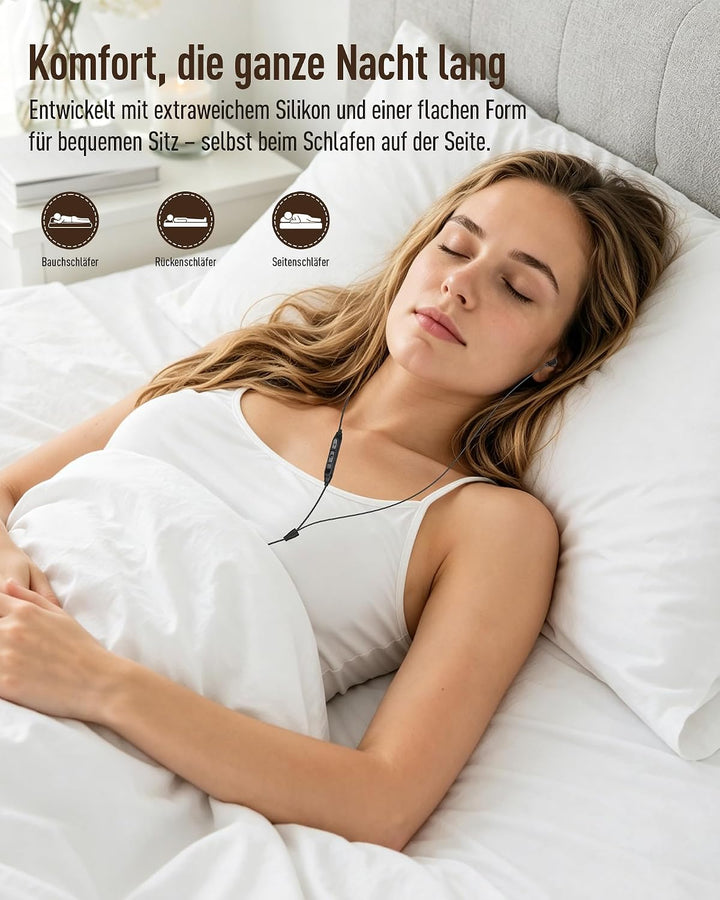 Hearprotek 2 Paar Schlaf Ohrhörer, Weicher bequemer In-Ear-Kopfhörer mit Mikrofon,Low-Profile-Kopfhö