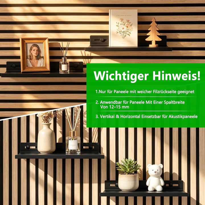 Hysagtek Regal für Akustikpaneel - 1 Stück Metall Zubehör Akustikpaneele Ohne Bohren, Schwarze Schwe