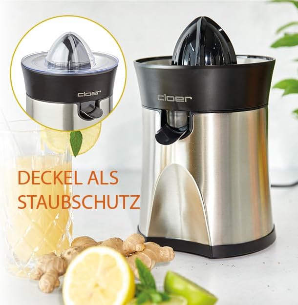 Cloer 6815 Zitruspresse und Orangenpresse, 2-in-1 Saftpresse, elektrisch, kleiner und grosser Pressk