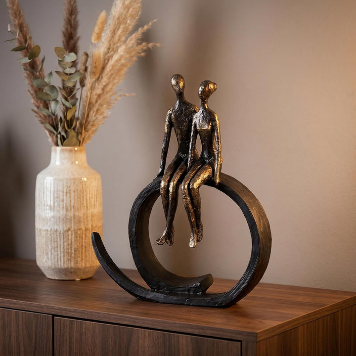 Casablanca Deko Skulptur Figur - Liebe & Partnerschaft - Höhe 35 cm Höhe 35 cm Bronze, Schwarz, Höhe