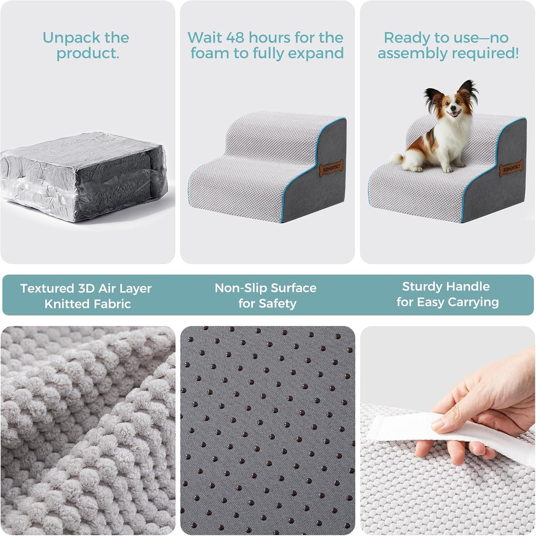 Hundetreppe &amp; Rampe für hohes Bett &amp; Sofa, 33-61 cm abnehmbare Haustiertreppe für kleine &amp; mittlere