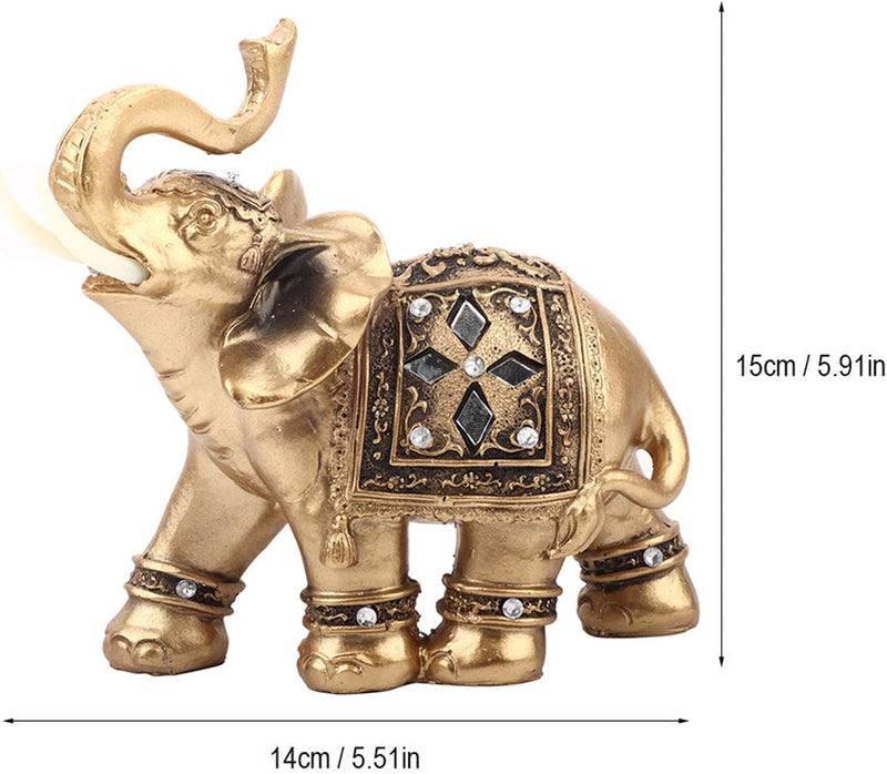 Elefantenstatuen, Glückselefant Wohnkultur Gold Messing Dekorfiguren mit Rüssel nach Oben Reichtumsg