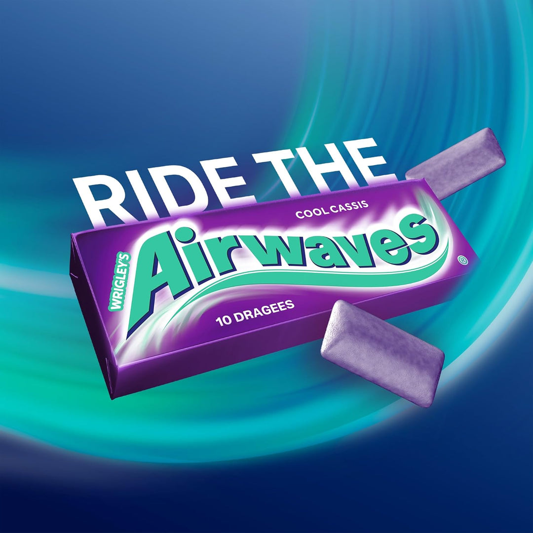 Airwaves Kaugummi | Cool Cassis | Lila, zuckerfrei | 20 x 3 Packungen (20 x 3 x 10 Dragees) Cool Cas