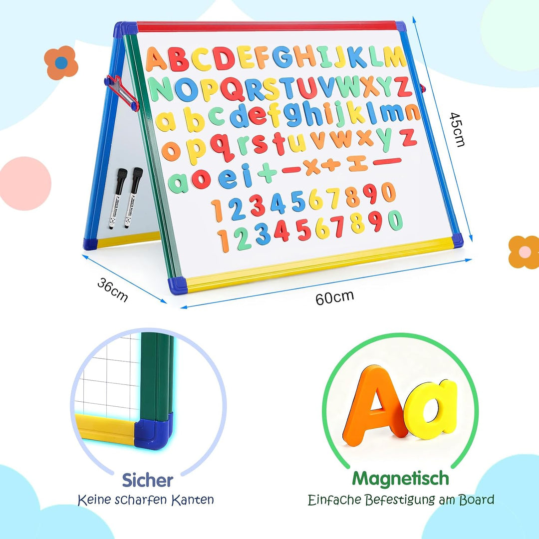 SwanSea A2 Magnettafel Kinder Staffelei, Whiteboard-Tischplatte, Doppelseitig, Trocken Abwischbar, m