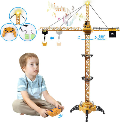 Aragallant Ferngesteuerte Turmkran, 128 cm hohe 2,4 Hz Turmdrehkran, 6 Kanäle Tower Crane Elektrisch