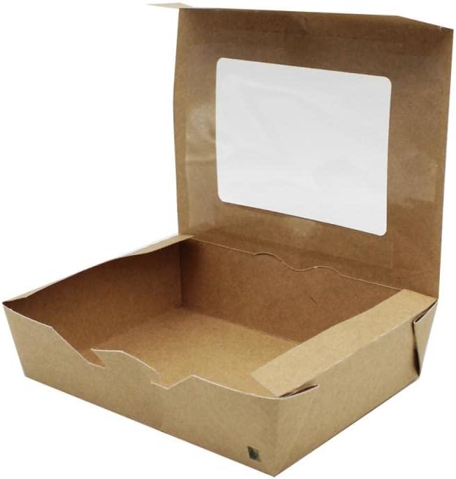 BAMI Sushibox Lebensmittelbox Tortenkarton Sushikarton mit Fenster -SBF412-19,8x13,8x5cm 50 Stück -S