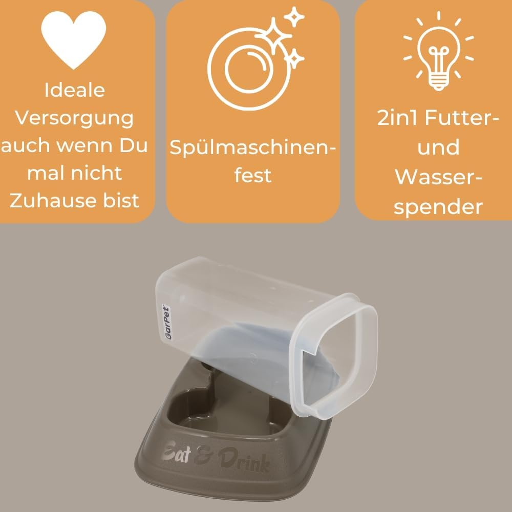 2er Set Automatischer Futterspender Wasserspender 2in1 Futterautomat Wasserautomat für Hunde Katzen