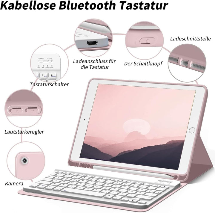 ZOYU Hülle mit Tastatur für iPad 9. Generation 2021/iPad 8. Generation 2020/iPad 7. Generation 2019,