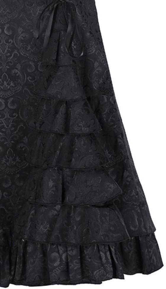 Maxirock Schwarz Retro-Punk-Langrock Rassel -Rock-Rock Schwarze Korsage Damen Mit Schwarz L, Schwarz