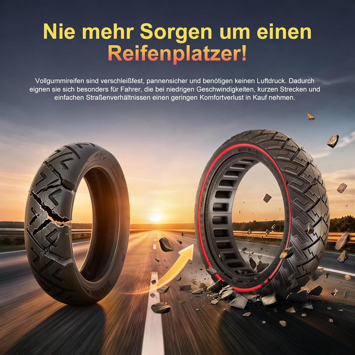 60/65-6,9 Ersatzräder Vollgummireifen 10 Zoll Solide Reifen für Ninebot Max G2 G2D G2E G65 F3 F3 Pro