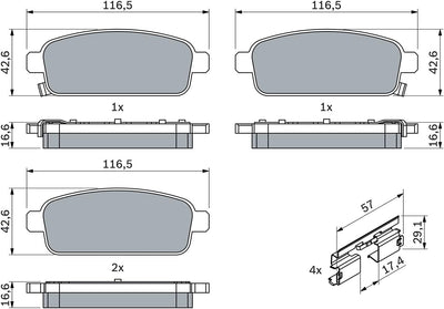 Bosch BP1357 Bremsbeläge - Hinterachse - ECE-R90 Zertifizierung - vier Bremsbeläge pro Set