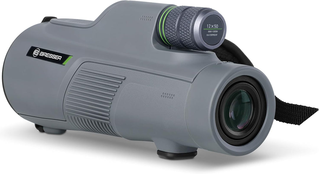 Bresser Monokular Wave 12x50 mit hoher Vergrösserung, hochwertigen Vergütungen und exzellentem BaK-4