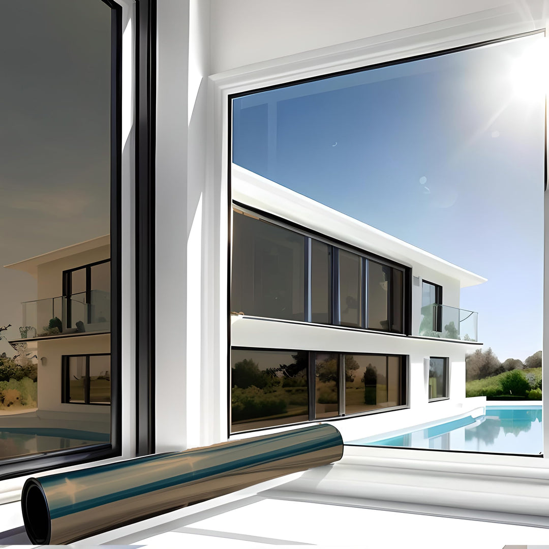 MARAPON® Spiegelfolie Fenster Sichtschutz [75x200 cm] Fensterfolie Sonnenschutz aussen ohne Rückstän