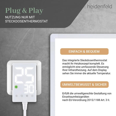 Heidenfeld Infrarotheizung HF-HP100-3 | 𝟭𝟬 𝐉𝐀𝐇𝐑𝐄 𝐆𝐀𝐑𝐀𝐍𝐓𝐈𝐄 - 600 Watt - 8-16 m² - Infrarot Heizkörper